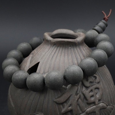 天然药珀药柏12mm灵草类矿石佛珠手串手链念珠 琥珀蜜蜡水晶手串