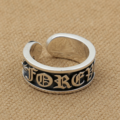 s925纯银ch克罗星戒指gd哥特字母潮流指环泰银韩版情侣男女款戒指