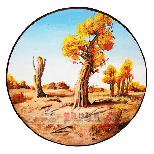 新疆维吾尔 手工民族乐器 彩绘胡杨林手鼓 舞台装饰鼓新疆手鼓