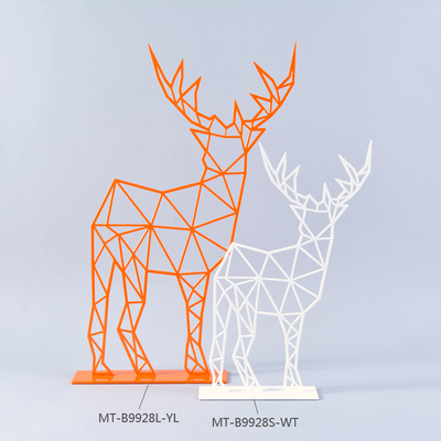 创意壁柜摆件动物造型墙上壁橱摆设特色铁艺白鹿焊接工艺品扁平形