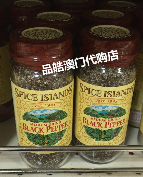 澳门进口代购美国spice islands||香料岛black pepper黑胡椒碎60g