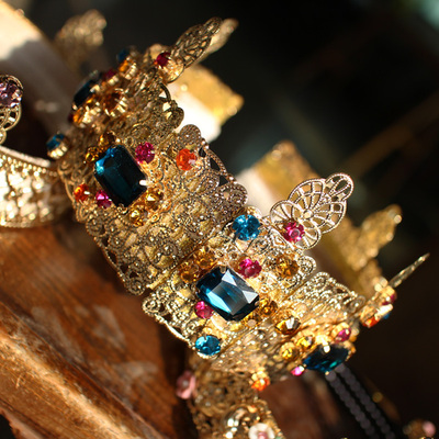 欧美大牌玻璃水晶彩色钻发箍 韩版夜店女神拍照皇冠发卡头饰品