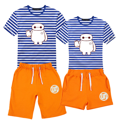 2015夏季卡通海魂衫情侣套装男女款短袖短裤休闲运动服套装班服潮