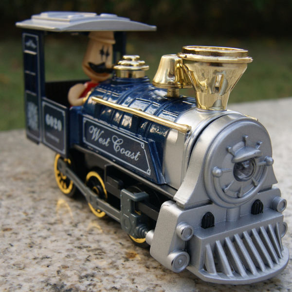 火车头 古典蒸汽 合金汽车模型 包邮 快乐小火车 玩具车 回力声光