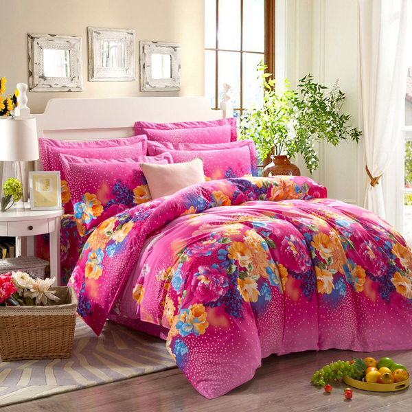紫罗兰家纺正品新品全棉磨毛四件套全活性印花床上用品婚庆4件套