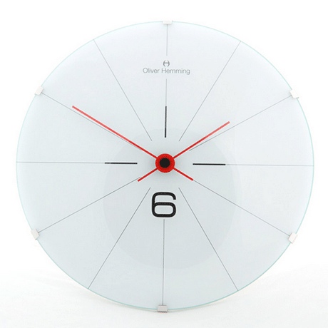 英国oliver hemming 时尚维克无框水晶挂钟 弧面玻璃创意石英挂表