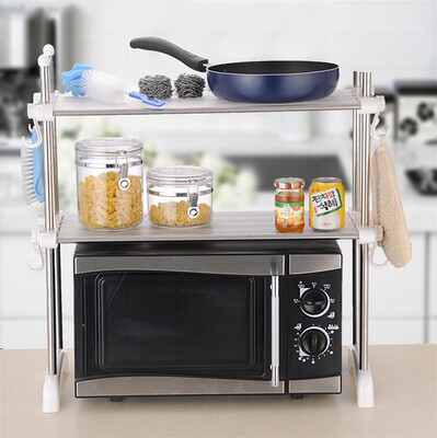 双庆不锈钢微波炉架子多功能置物架烤箱收纳锅架烤箱架1959