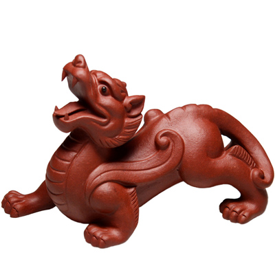 [祁地]精品茶宠茶玩雕塑现货 宜兴紫砂九龙貔貅招财兽摆件茶具