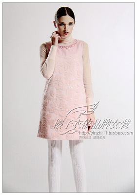 秋冬装*兰蔻卓雅正品女装 高档纯羊毛精致订珠背心 连衣裙y601