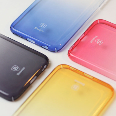 iphone6splus 简约透明壳超薄渐变全包手机壳套 苹果塑料硬外壳潮