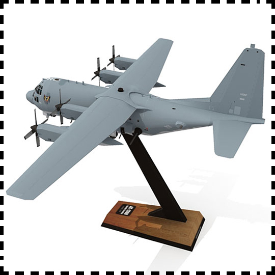 美国c130大力神运输机 纸模型 ac-130h空中炮艇 1:100 手工diy