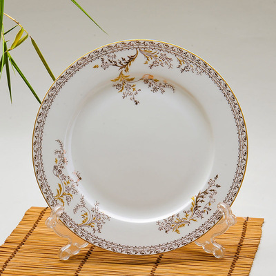 骨瓷盘子金边创意陶瓷盘 西餐盘 牛排盘10寸盘十寸盘欧式浅盘平盘