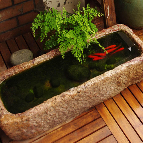流水石槽 花园景观水槽 麻石青石老石槽 长条形石槽 小鱼池