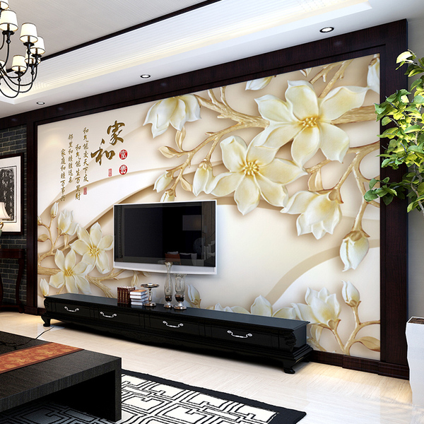 现代中式大型壁画客厅电视背景墙纸壁纸无缝3d立体影视墙壁纸家和