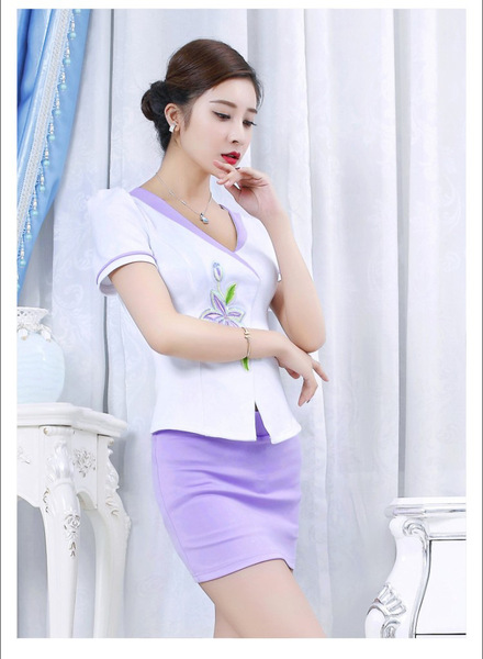 足浴足疗桑拿技师工作服显瘦性感空姐制服诱惑职业套装短袖夏装女