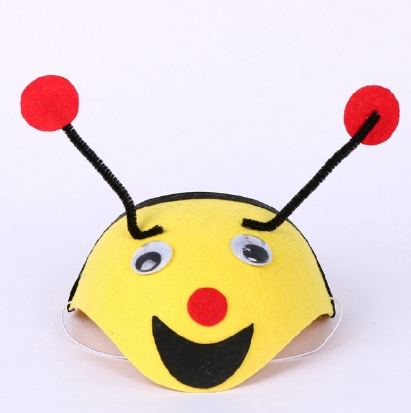 儿童节幼儿园活动表演帽子卡通动物帽无纺布帽子黄色可爱小蜜蜂帽