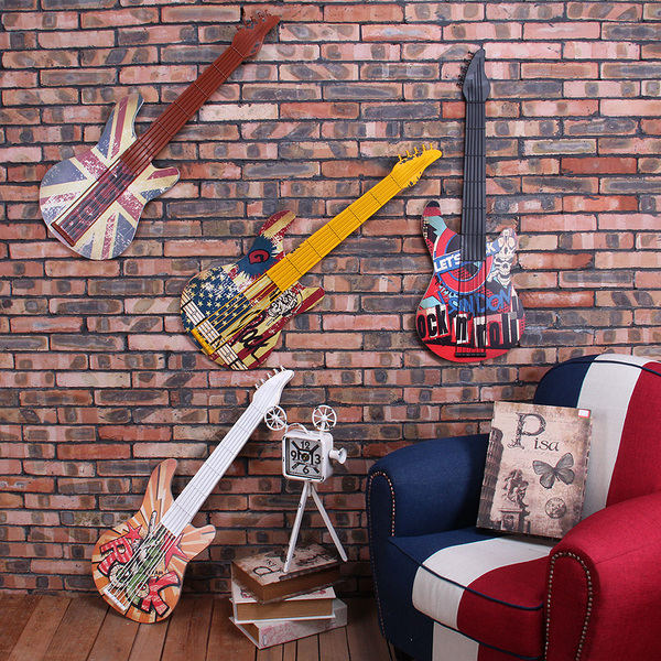 美式复古吉他壁饰壁挂咖啡厅店面酒吧装饰品样板房挂件墙面工艺品