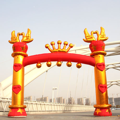 (包邮)皇冠凯旋 拱门气模龙凤鸳鸯金色婚庆球柱气门喜事新郎新娘