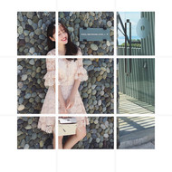 8772#气质裸色 柔软舒适双色蕾丝连衣裙「卢洁云