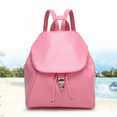 2015新款韩版真皮背包铆钉双肩包女 迷你粉色小书包休闲牛皮小包