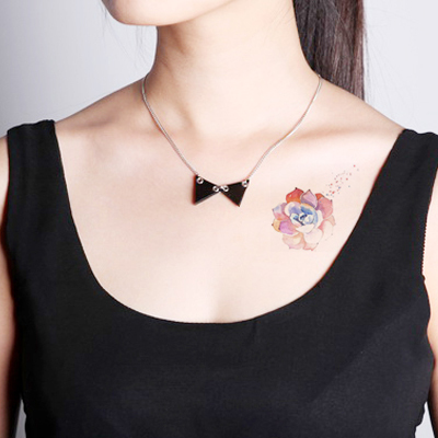 七色花 小清新防水仿真纹身贴 逼真趣味个性贴纸刺青贴