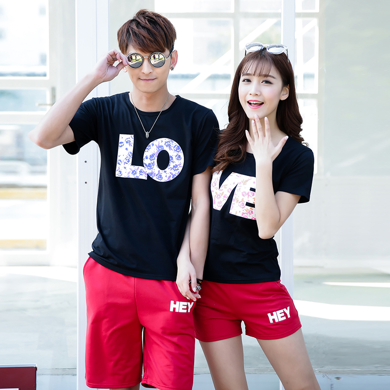 The new 2015 summer lovers Korean leisure suit T-shirt shorts men beach tide