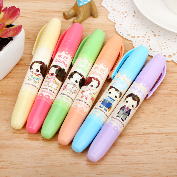 晨光文具韩国款21006迷糊娃娃冬己香味荧光笔学生重点标记记号笔