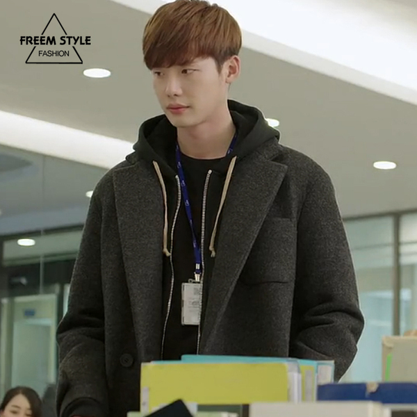 韩剧匹诺曹崔达布李钟硕同款灰色羊毛呢子长款男毛呢大衣外套8111