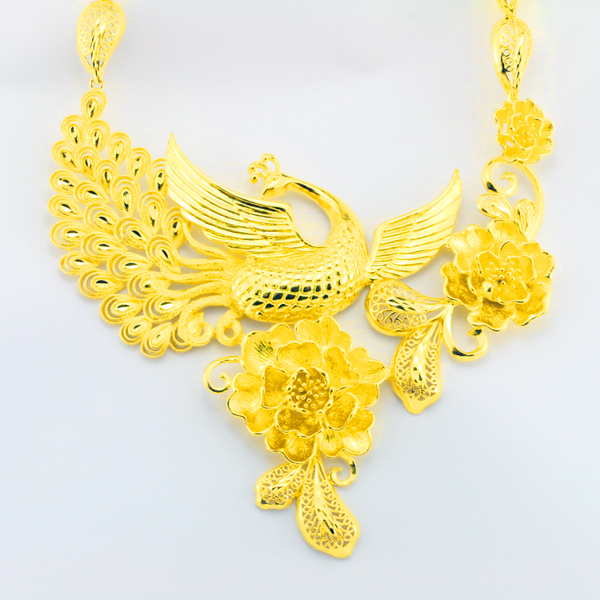 霸气高档凤凰项链独家镀黄金项链女新娘结婚首饰仿金项链几可乱真