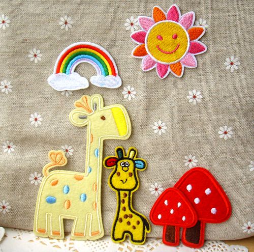 8元包邮卡通布贴 衣服 补丁儿童羽绒牛仔装饰贴长颈鹿