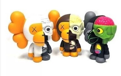 originalfake kaws milo x bape 半解剖玩偶kaws公仔黑色