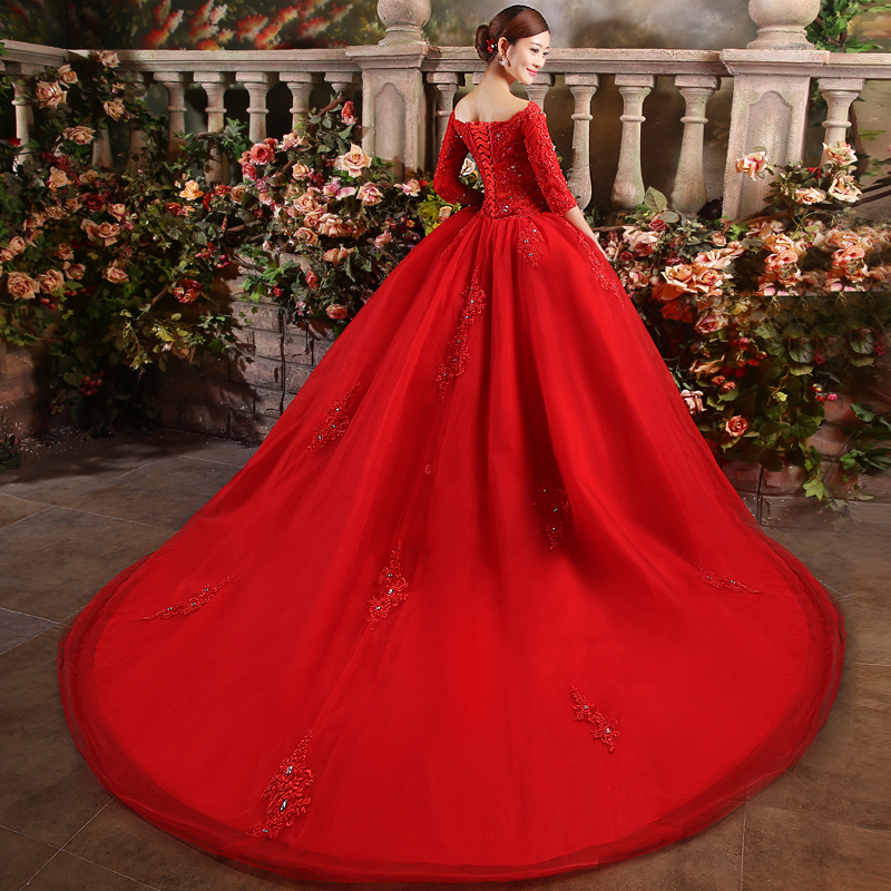 2018新款红色婚纱礼服(2)