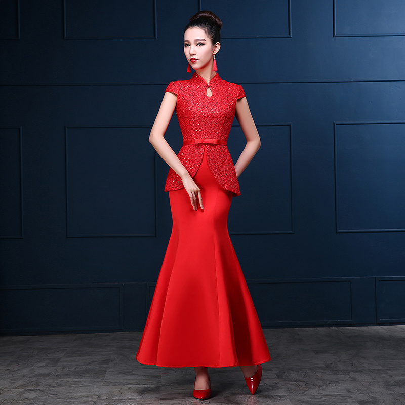 2018新款红色婚纱礼服