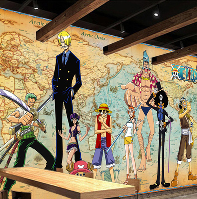 海贼王卧室背景墙纸动漫漫画儿童房间卡通路飞创意壁布壁画3d