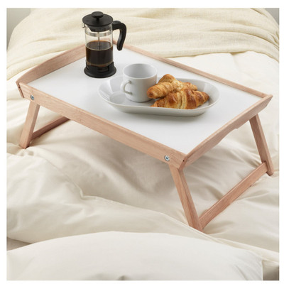 1.34宜家国内代购 杜拉 床用餐架, 橡胶木懒人桌 床上托盘餐桌