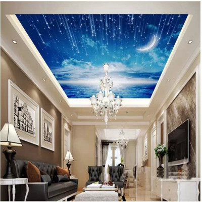 ktv蓝天白云天花板吊顶墙纸壁纸银河星空星云宇宙天顶3d大型壁画