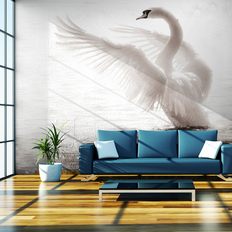 乐嘉 无纺布 墙纸 大型壁画 天鹅3d立体壁纸卧室客厅电视墙背景墙