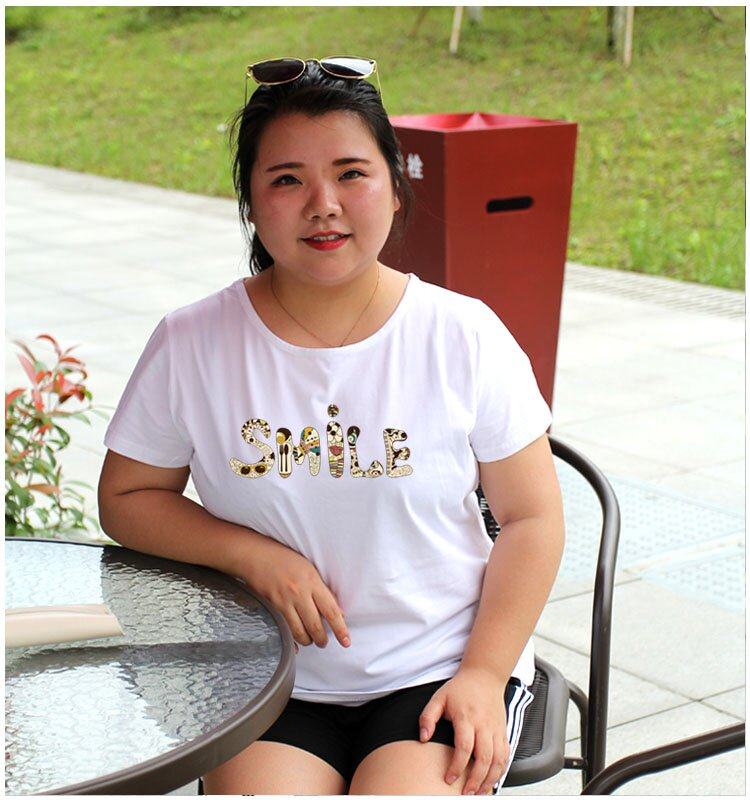 大码t恤女短袖胖mm200斤宽松打底衫2021新款加肥加大白色肥婆夏装