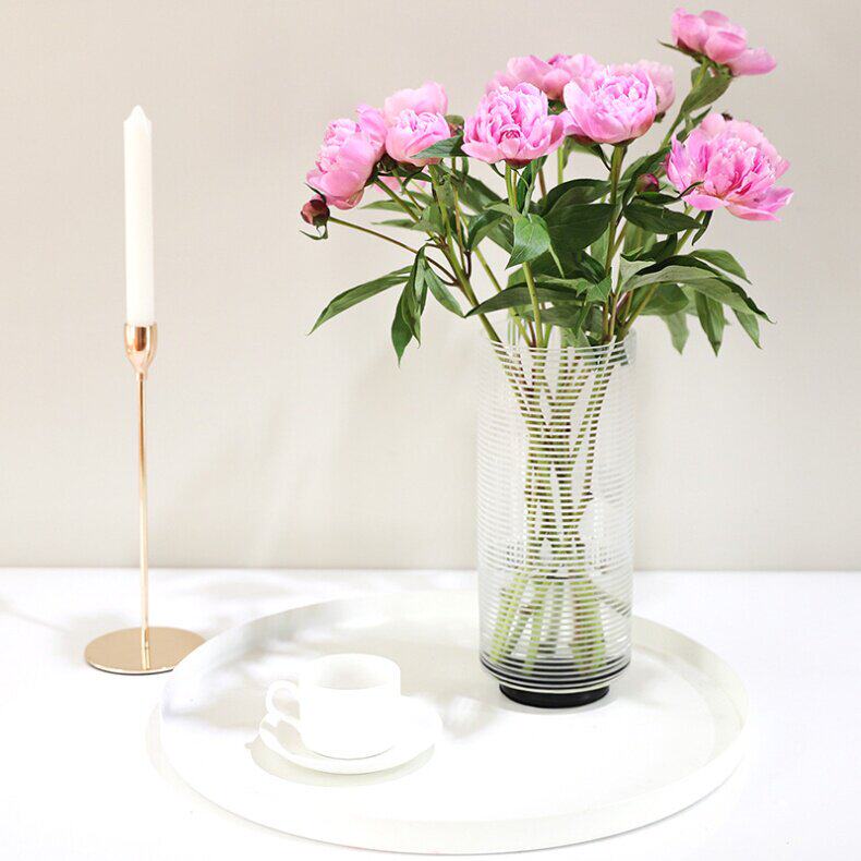 新中式简约经典透明玻璃花瓶花器插花花艺组合样板房居