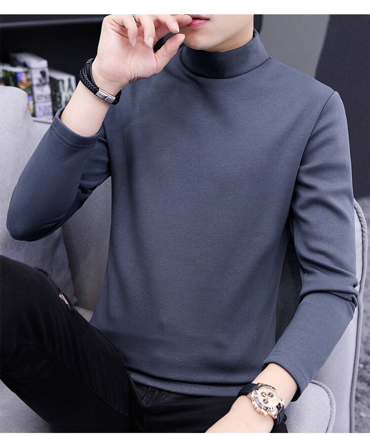 保暖内衣男半高领加绒防寒加厚棉毛衫中领男款秋衣打底衫冬装上衣