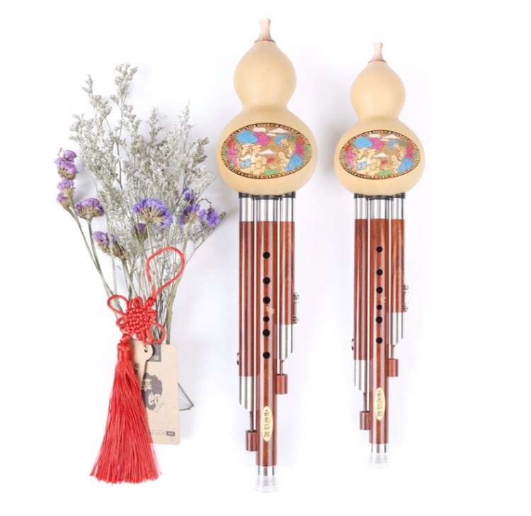 New Junlang Musical Instruments Red Sandalwood Pipe Cucurbit Set 5 chiếc, bao gồm 5 bộ D C, B, G và F - Nhạc cụ dân tộc