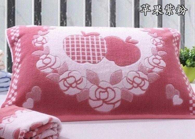 Khăn trải giường khăn gối khăn sợi cotton tinh khiết 0 bề mặt vải 2 gói cộng với độ dày W thoáng khí đôi mềm - Khăn gối
