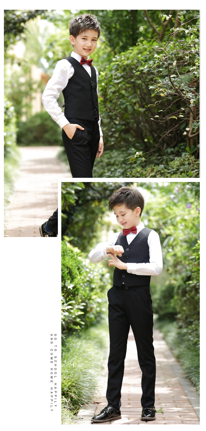 Bé trai cao cấp váy vest phù hợp với hoa bé gái cậu bé dẫn chương trình đồng phục học sinh biểu diễn của trẻ em cậu bé lớn biểu diễn piano - Váy trẻ em