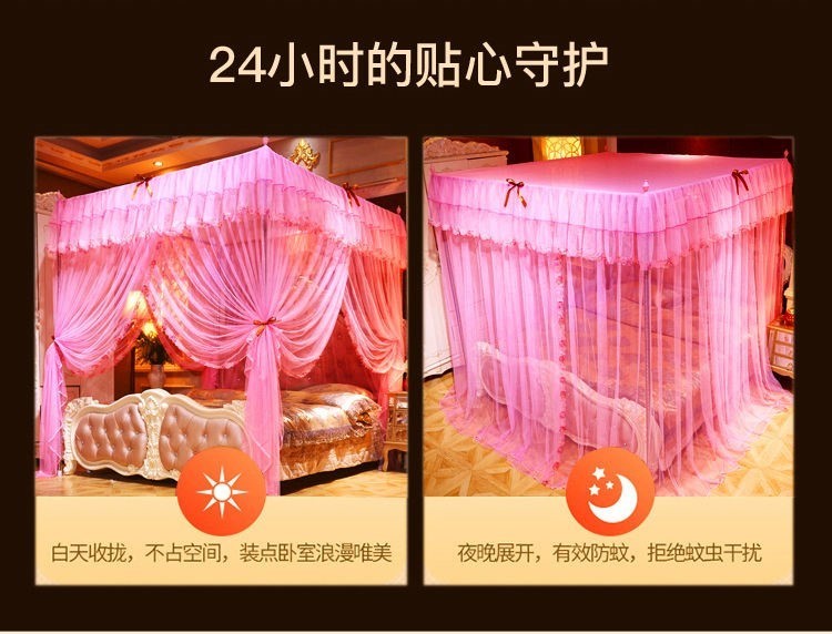 Cửa lưới chống muỗi ba cánh đậm giá treo cung điện mã hóa phong cách công chúa 18m mẫu giường lưới đôi hộ gia đình mới 10m - Lưới chống muỗi