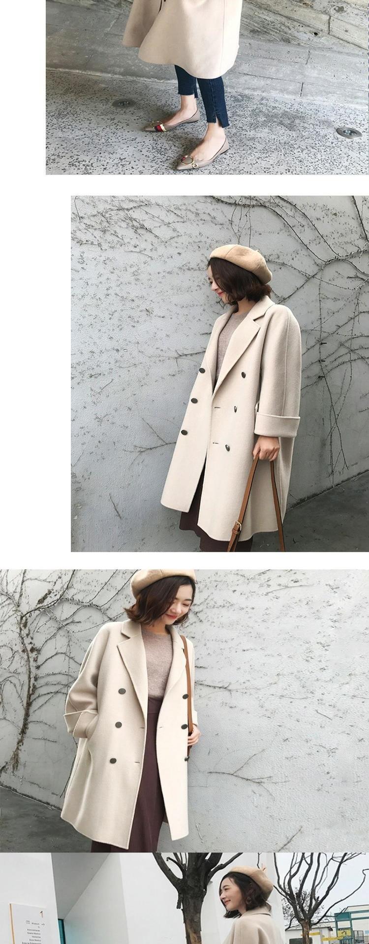 Áo khoác nữ có độ lạnh cao mùa thu và mùa đông mới phong cách Hàn Quốc giữa chiều dài Mori girl nhỏ và áo khoác len dày cho nữ - Trung bình và dài Coat