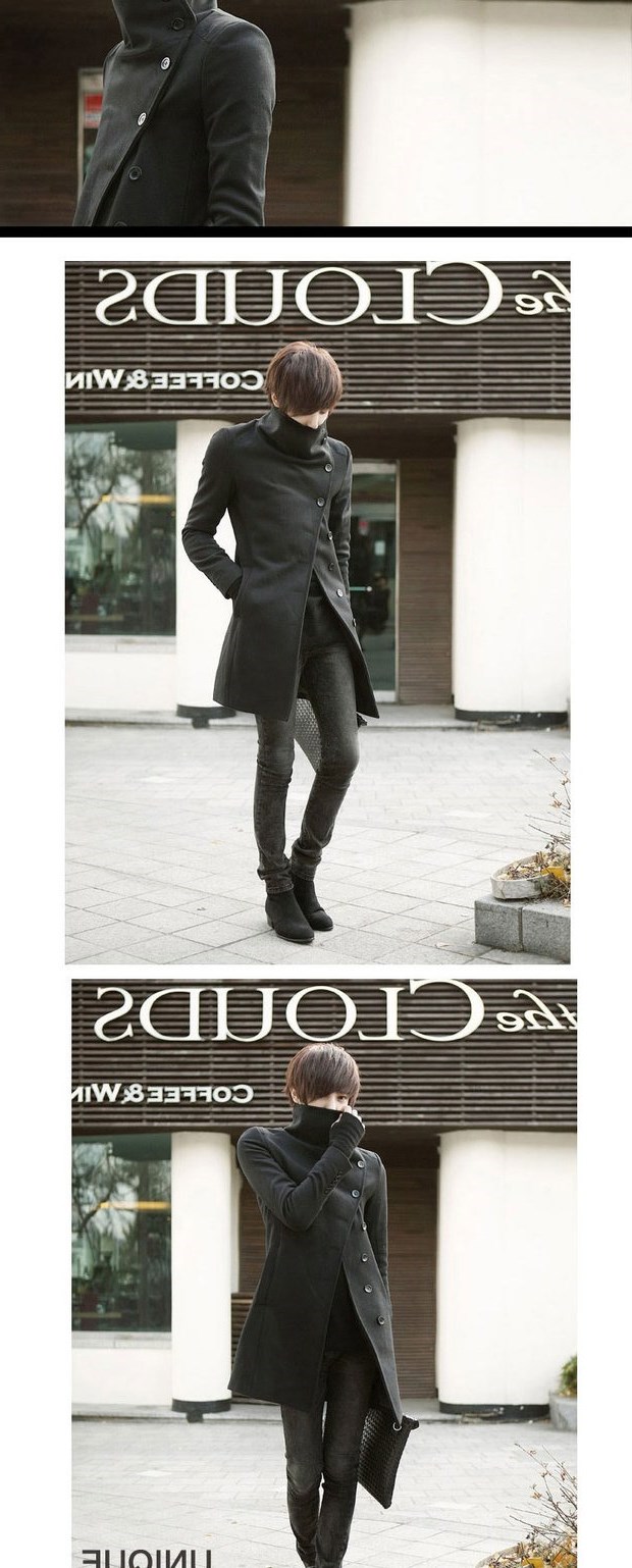 2019 Phiên bản Hàn Quốc của quần áo nam mới dành cho nam xu hướng áo len nam trench coat áo khoác len dày giữa áo khoác nam dài - Áo gió
