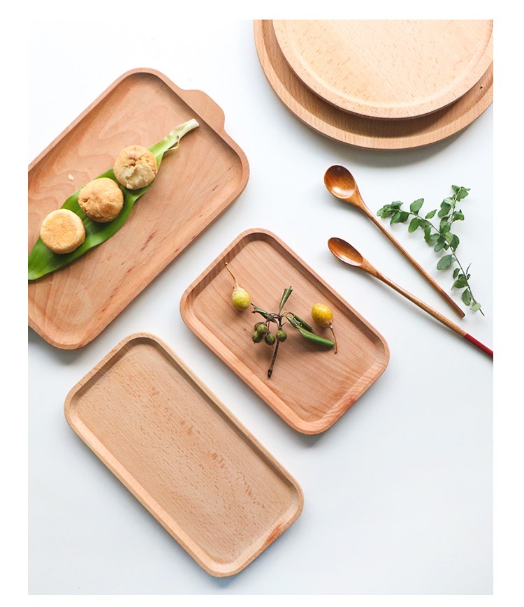 Khay retro vững chắc khay gỗ bữa ăn bằng gỗ hình chữ nhật nước kiểu Nhật Bản bánh mì bằng gỗ gia đình khay trà khay trái cây - Tấm