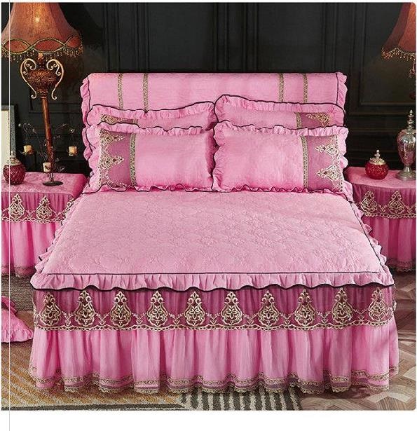 Trẻ em giường đôi giường đôi khăn trải giường đơn đơn giản có thể giặt được khăn trải giường khăn trải giường phong cách công chúa váy trải giường dày trải giường. - Váy Petti