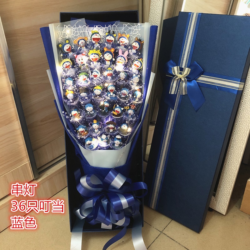 Búp bê hoạt hình bó hoa quà tặng sinh nhật cho bạn gái màu xanh chất béo leng keng mèo bó hoa bằng tay Giáng sinh Ngày lễ tình nhân tốt nghiệp - Hoa hoạt hình / Hoa sô cô la