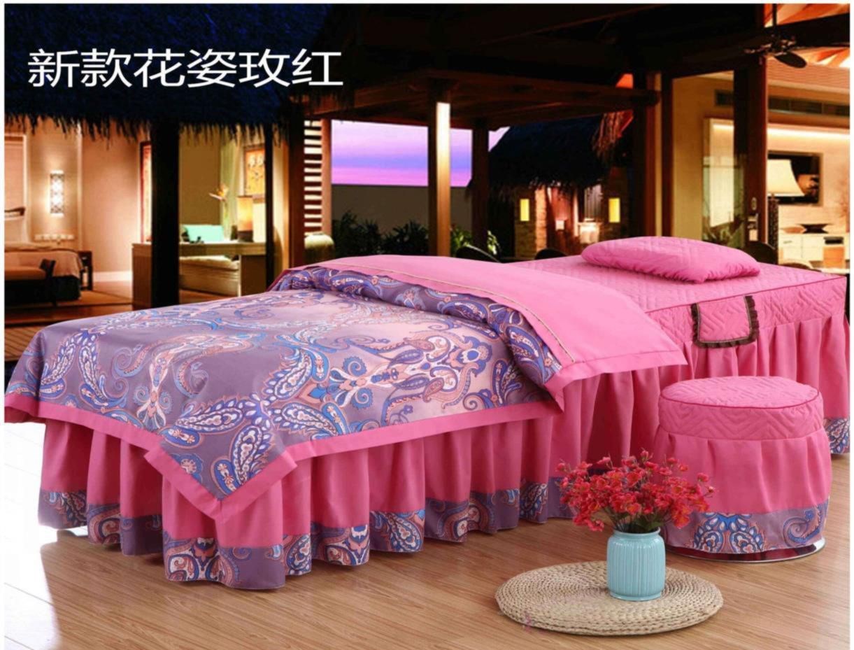 Cửa hàng làm đẹp chăm sóc móng chân Bộ 4 mảnh khăn trải giường làm đẹp Bộ bốn mảnh của vẻ đẹp cơ thể đặc biệt mùa hè phong cách Bắc Âu Trung Quốc - Trang bị tấm
